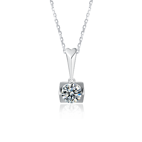 Luxury  925 Sterling Silver Moissanite Diamond Pendant Women Heart Shape Hollow Setting Large Diamond Wedding Party Necklace